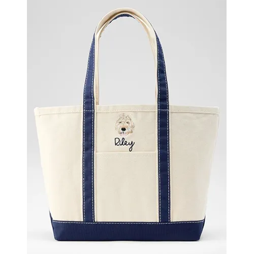 Embroidered Canvas Dog Tote