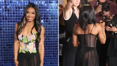 Simone Biles Gets Leggy in Sheer Skirt at Simone Biles Rising Part 2 Premiere