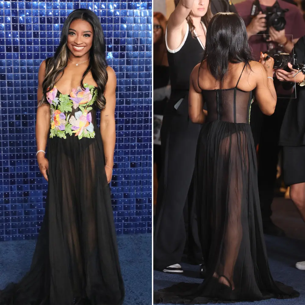 Simone Biles Gets Leggy in Sheer Skirt at Simone Biles Rising Part 2 Premiere