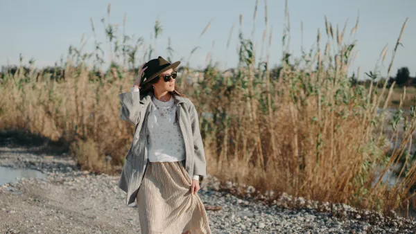 Fashion model posing outdoors