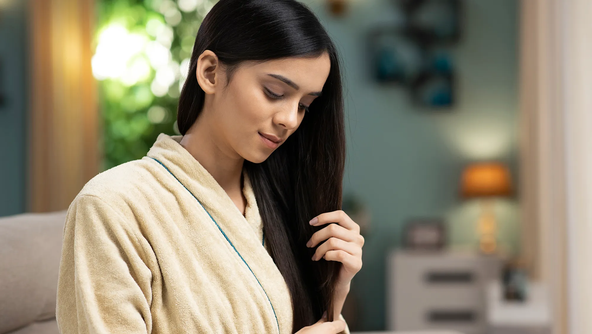 Young Woman hair care, stock photo