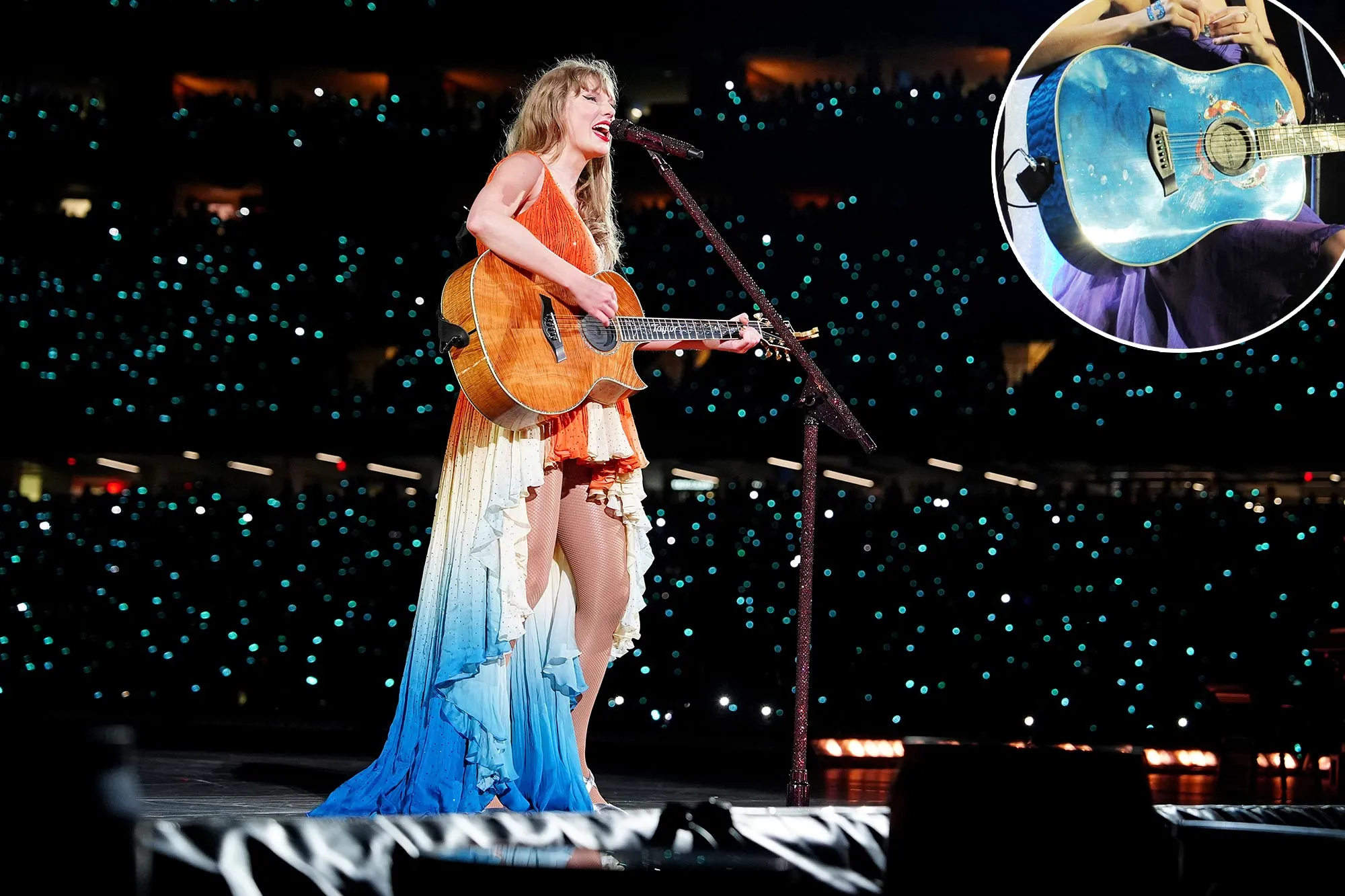 Taylor Swifts New Surprise Song Dress Perfectly Matches Speak Now World Tour Koi Fish Guitar
