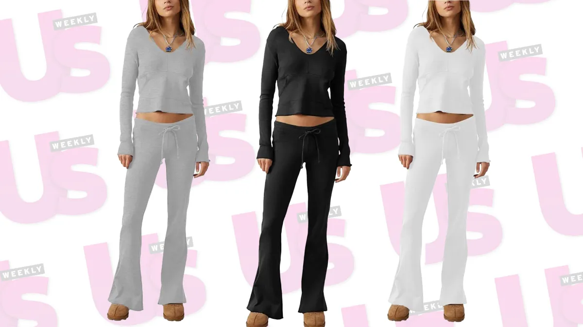 Imily Bela Women's 2 Piece Lounge Sets Long Sleeve Crop Top Hoodie High Waisted Flare Pants Set Casual Outfits