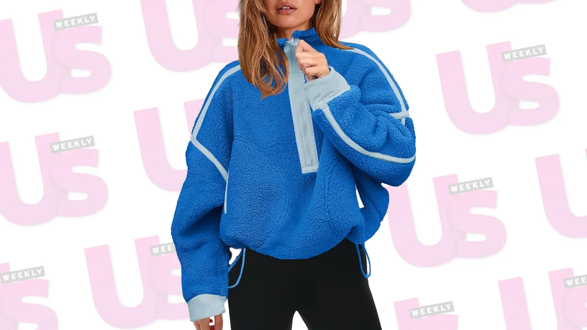 Panadila Womens Half Zip Sherpa Fleece Pullover Soft Oversized Sweatshirt from Amazon