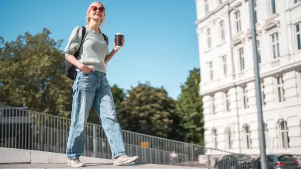 Caucasian Woman's Coffee-to-Go Experience In Copenhagen