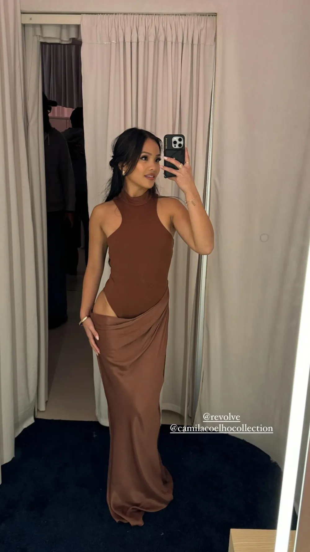 Jenn Tran Gets Hippy in Sexy Brown Dress