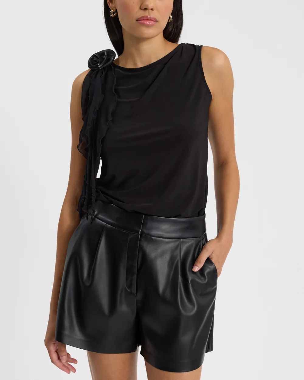 Modern Stylist High Waisted Faux Leather Shorts