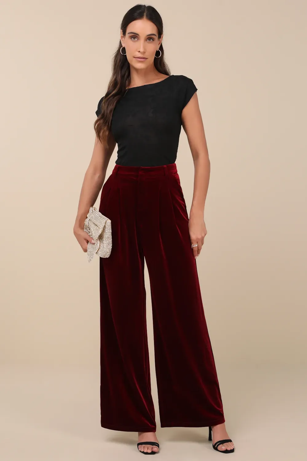 wine red velvet pants
