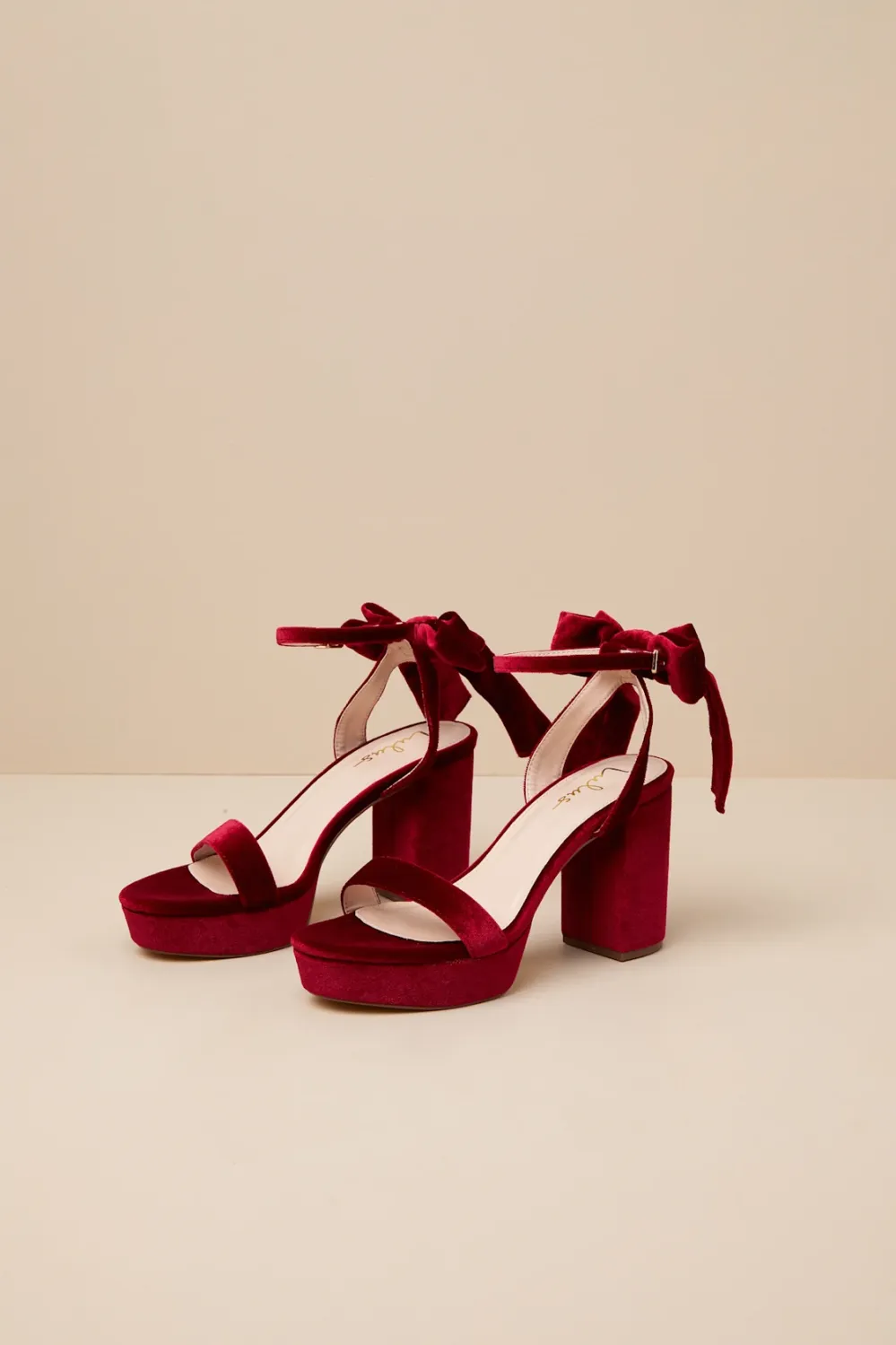 velvet bow platform heels