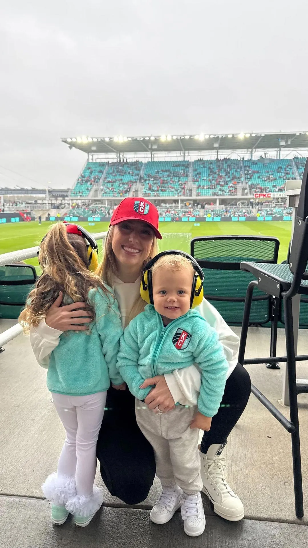 Pregnant Brittany Mahomes Snuggles Kids Sterling and Bronze at KC Current Soccer Game