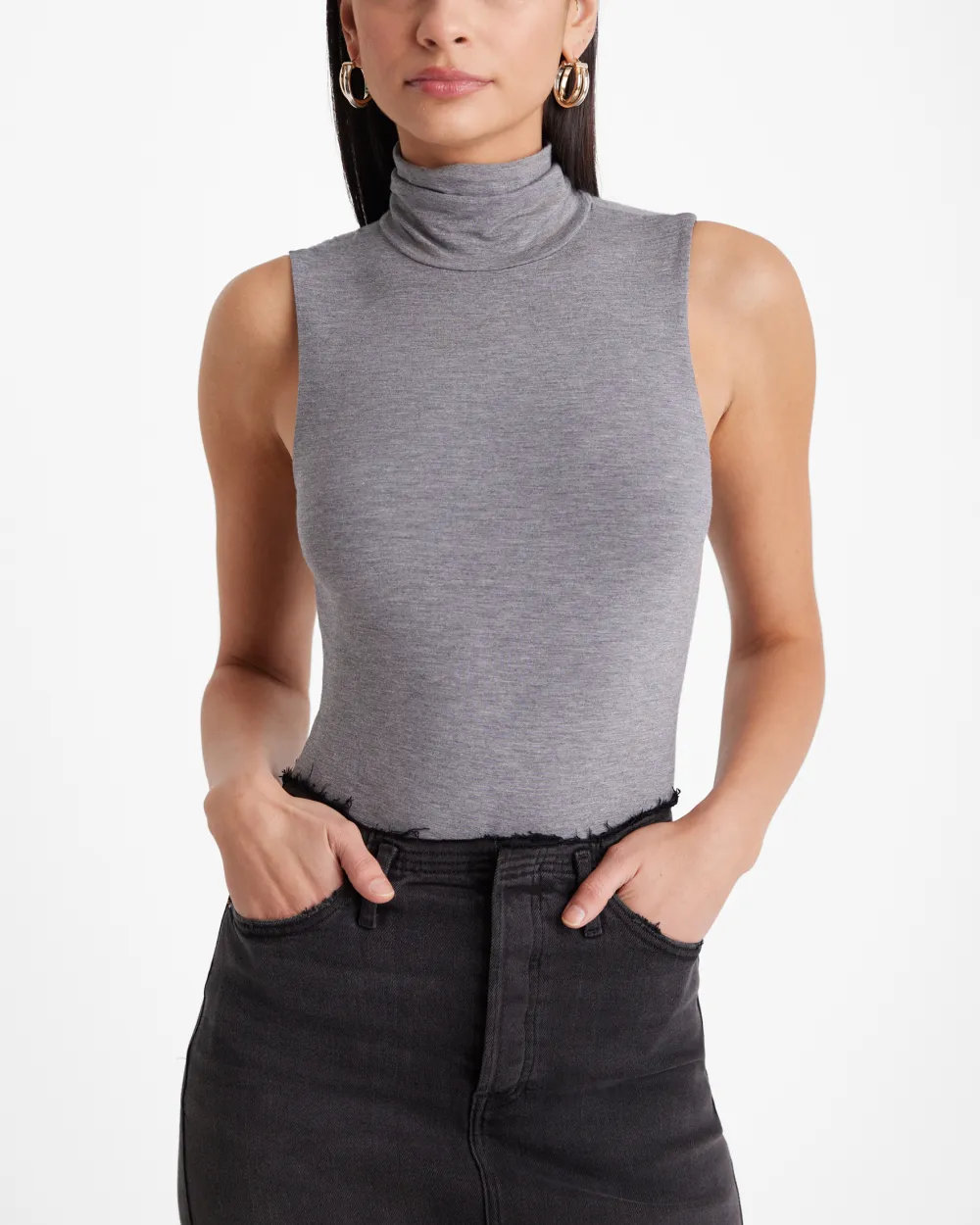 Supersoft Fitted Turtleneck Sleeveless Bodysuit.
