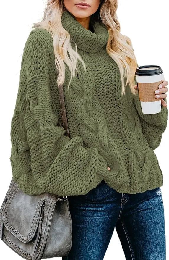 cable-knit turtleneck