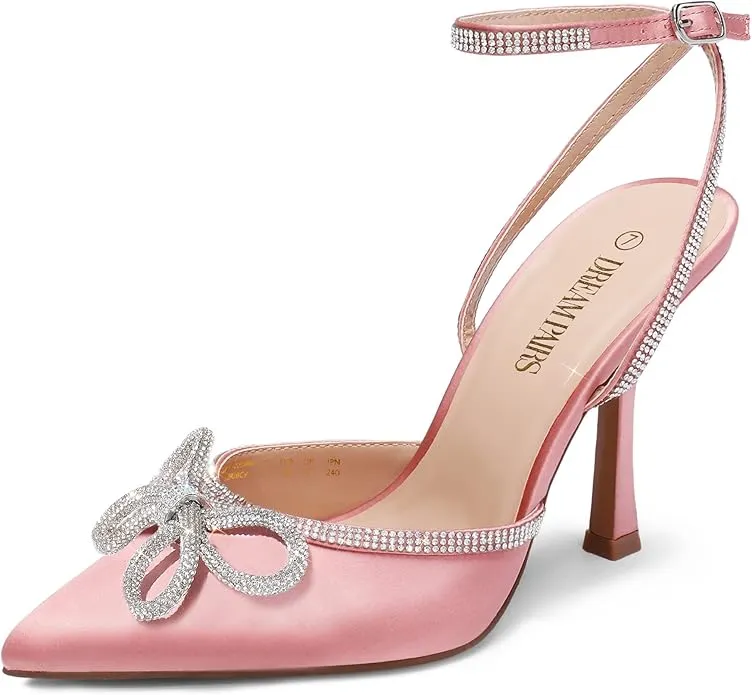 rhinestone bow heels