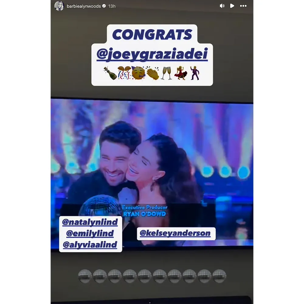 Barbara Woods Congratulates Joey Graziadei on DWTS Win Amid Mark Anderson Romance Rumors