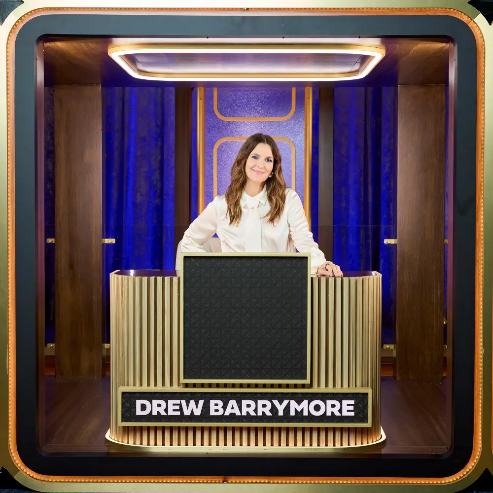 Drew Barrymore Is the Iconic Center Square on Hollywood Squares See the 1st Look