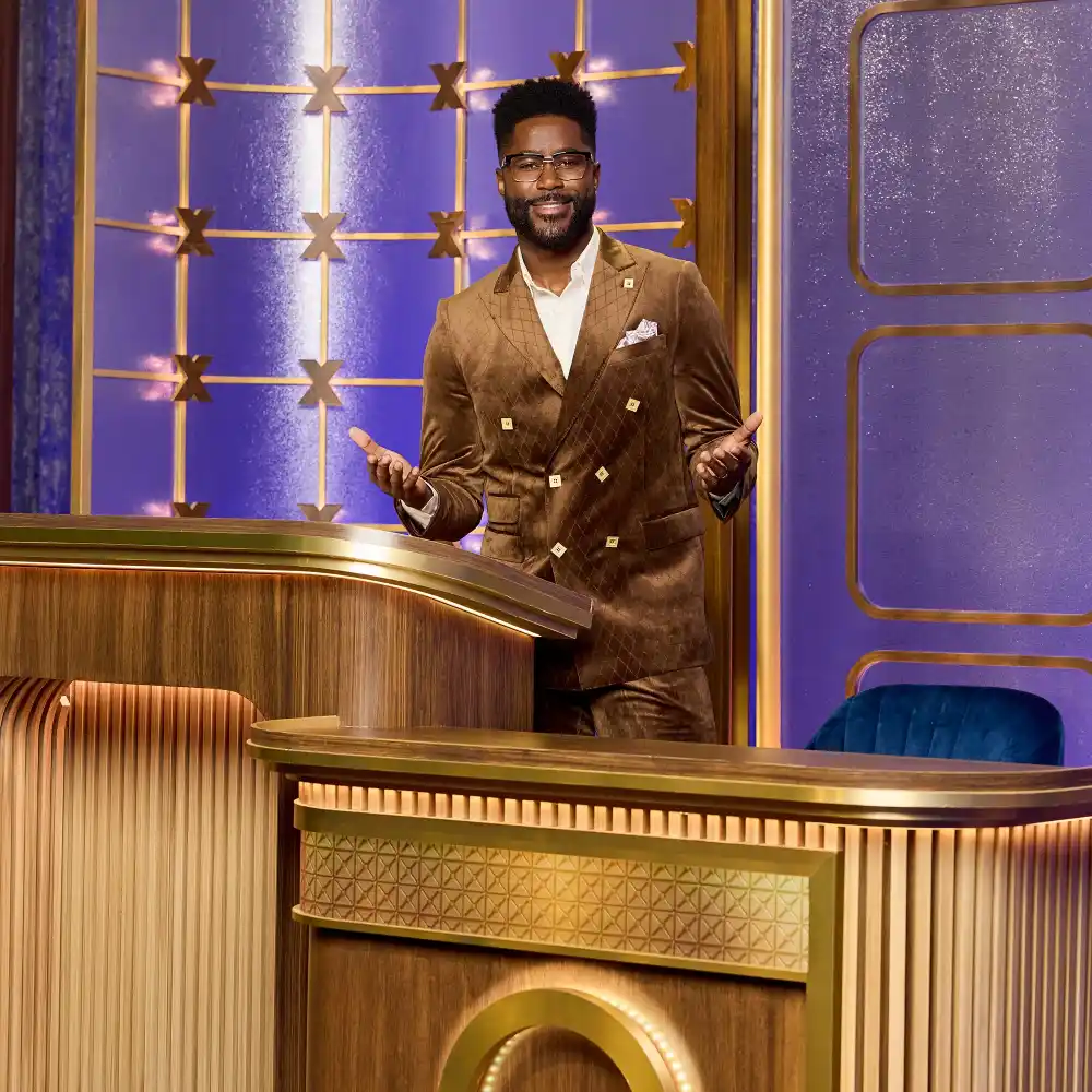 Drew Barrymore Is the Iconic Center Square on Hollywood Squares See the 1st Look