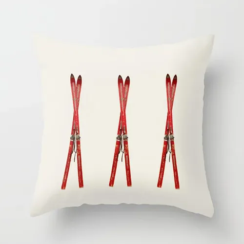Society6 Vintage Skis Throw Pillow