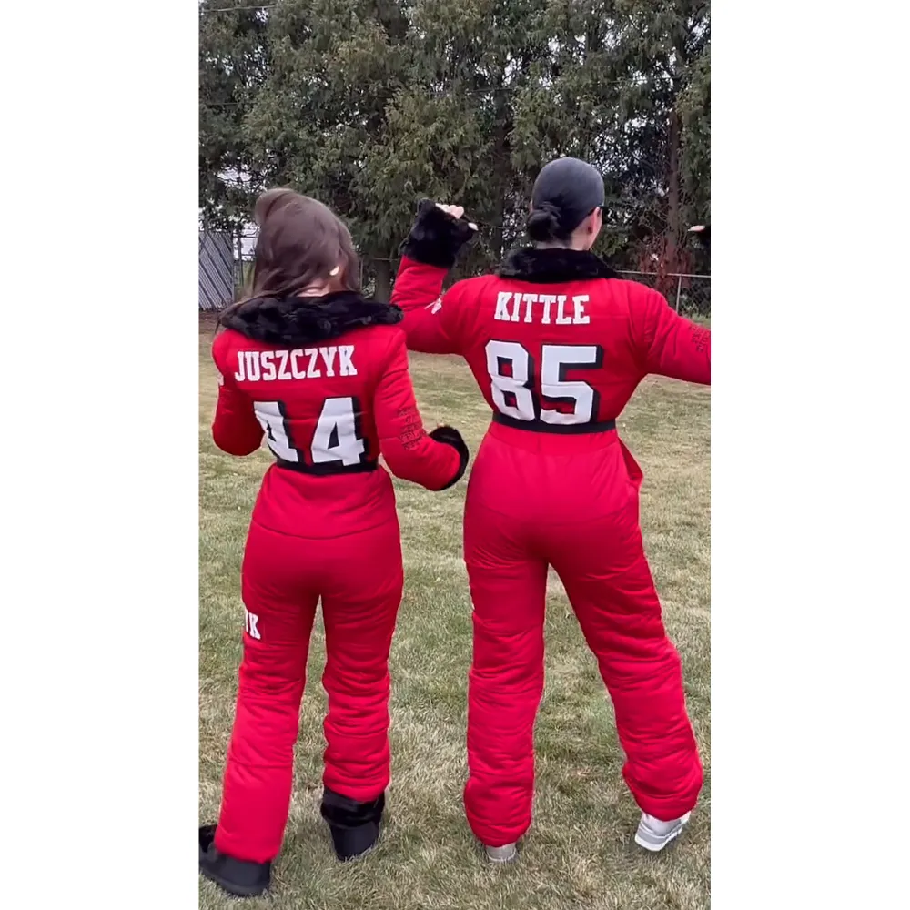 Kristin Juszczyk and Claire Kittle Wore Matching Snowsuits for 49ers Game in Green Bay
