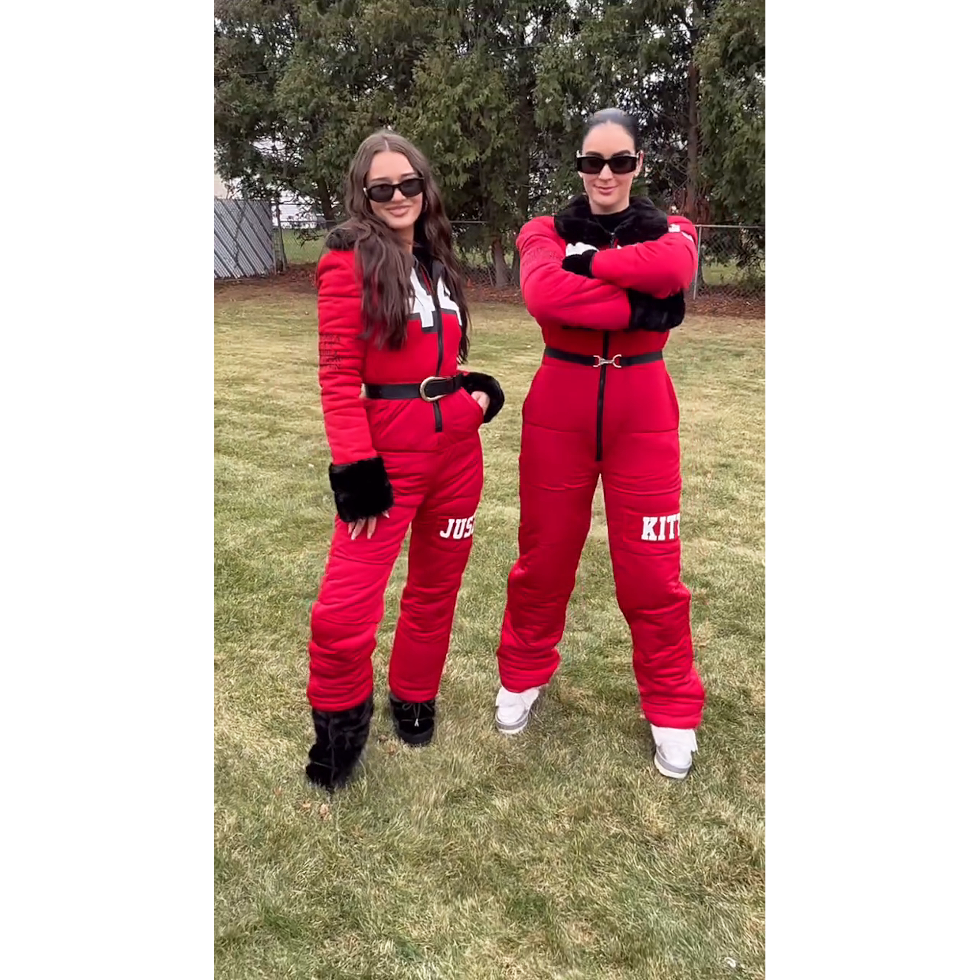 Kristin Juszczyk and Claire Kittle Wore Matching Snowsuits for 49ers Game in Green Bay