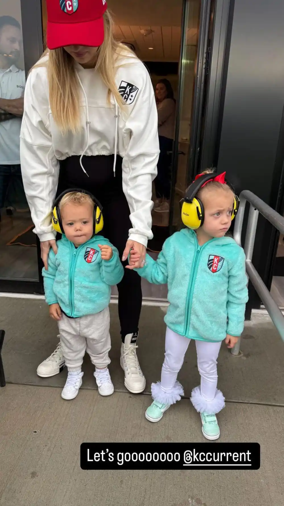 Pregnant Brittany Mahomes Snuggles Kids Sterling and Bronze at KC Current Soccer Game