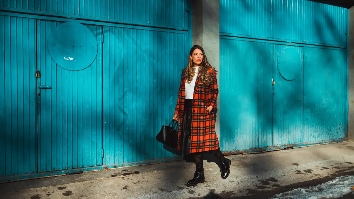 Fashionable woman enjoying a lovely winter day in the city