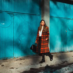 Fashionable woman enjoying a lovely winter day in the city