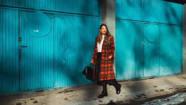 Fashionable woman enjoying a lovely winter day in the city