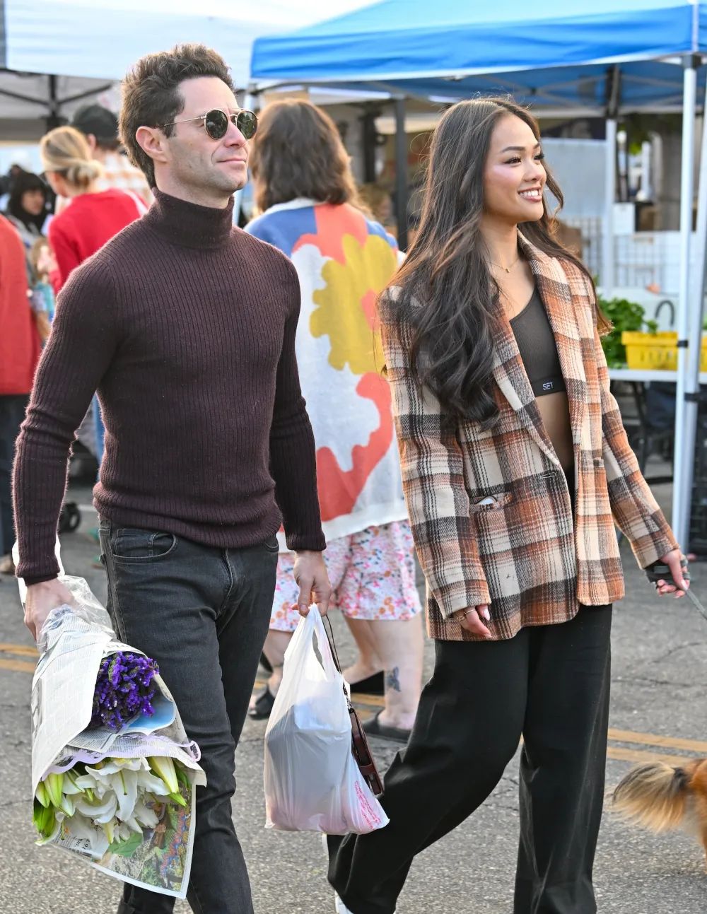 Sasha Farber and Jenn Tran Coordinate in Browns While Taking a Stroll
