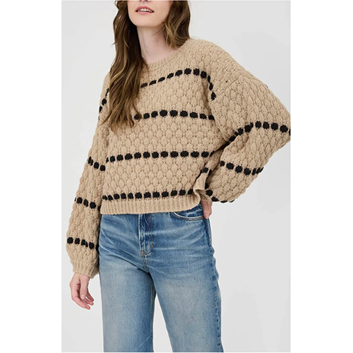 Blu Pepper Stripe Balloon Sleeve Sweater