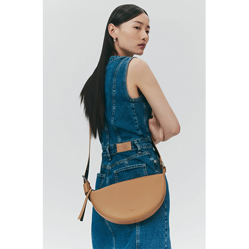 AllSaints Half Moon Leather Crossbody Bag