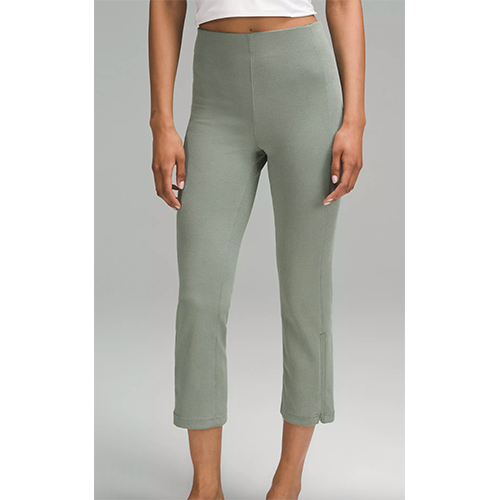 Ribbed Softstreme Zip-Leg High-Rise Cropped Pant 25"