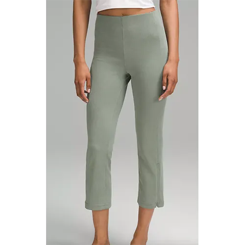Ribbed Softstreme Zip-Leg High-Rise Cropped Pant 25"