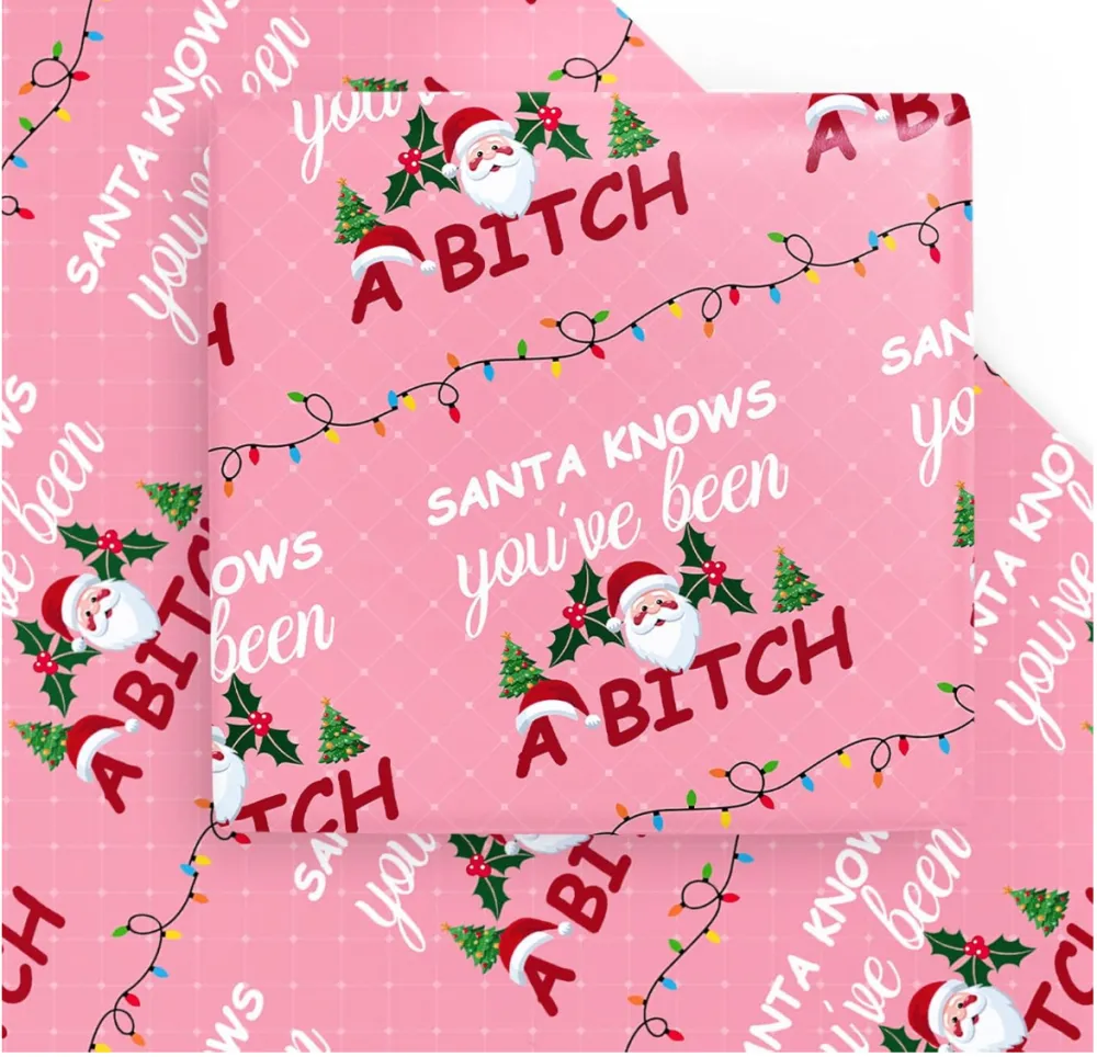 WRAPAHOLIC Funny Christmas Wrapping Paper Sheets