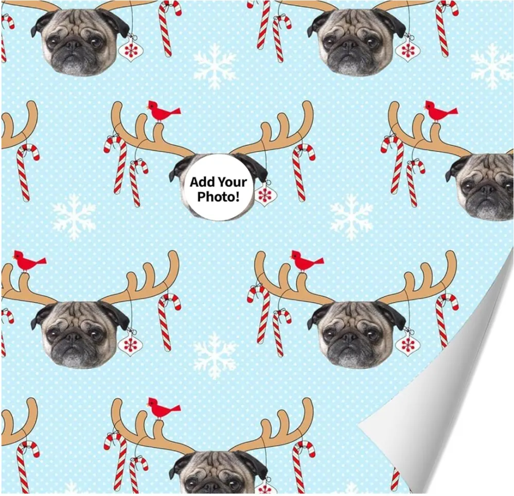 Gift Wrap My Face Reindeer Antlers Wrapping Paper
