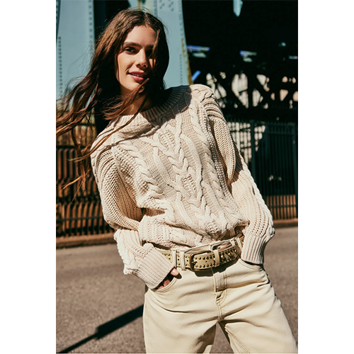 Free People Frankie Cable CottonSweater