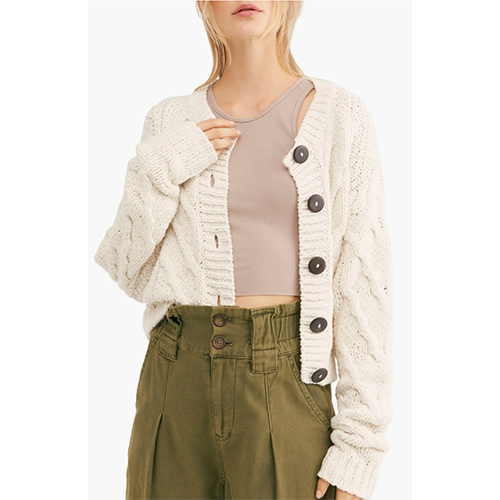 Free People Bonfire Cable Knit Cardigan