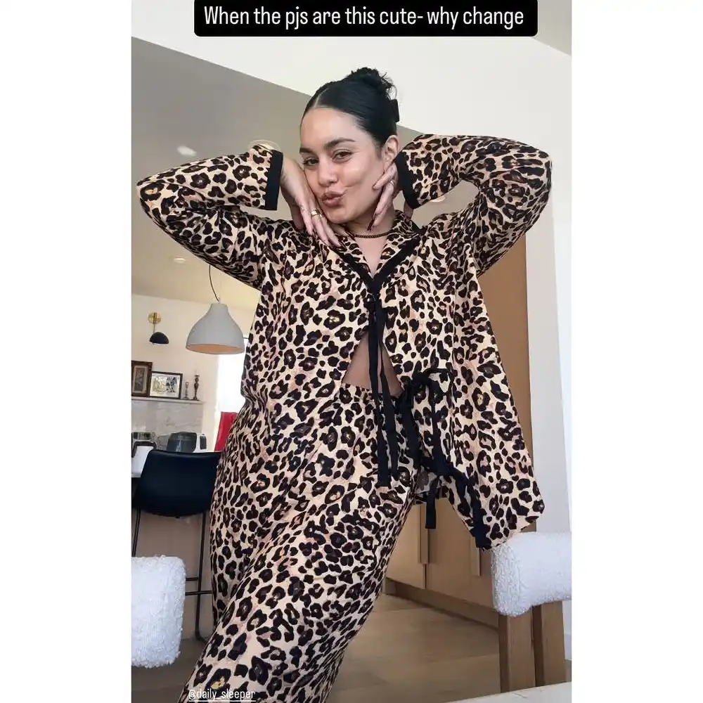 Vanessa Hudgens Cheetah Pajamas are So Cute She Doesnt Want to Change