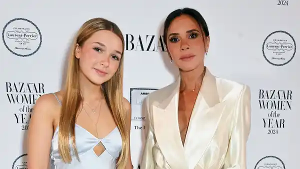 Victoria Beckham and Daughter Harper Twin in White at Harper Bazaar Women of the Year Awards