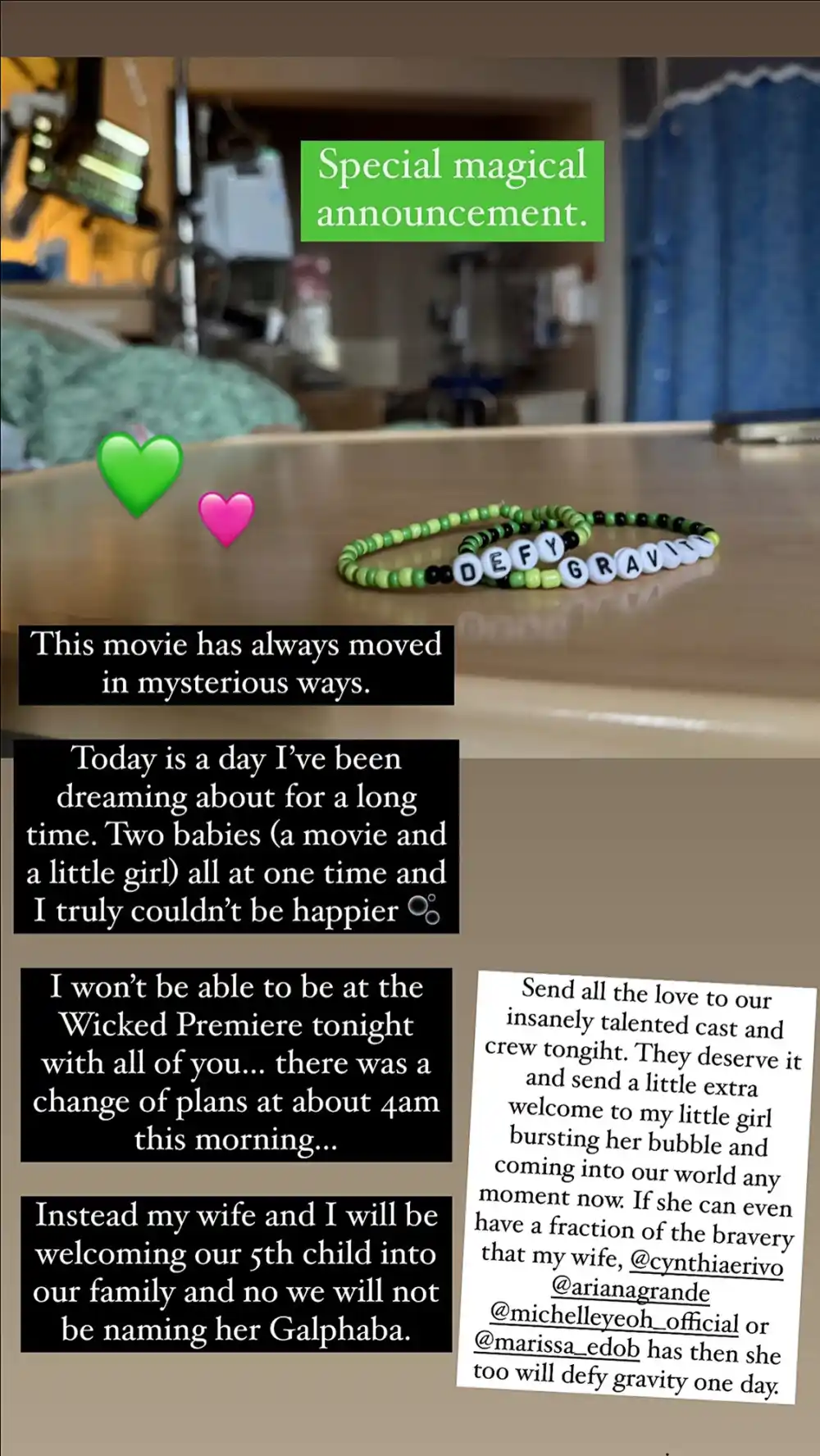 'Wicked' Director Couldn't Attend Premiere, Wife About to Give Birth, Livestreams From Hospital