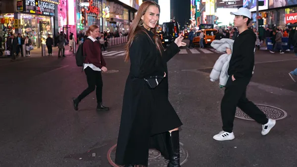 Brooke Shields is seen in Times Square on November 19, 2024 in New York City.