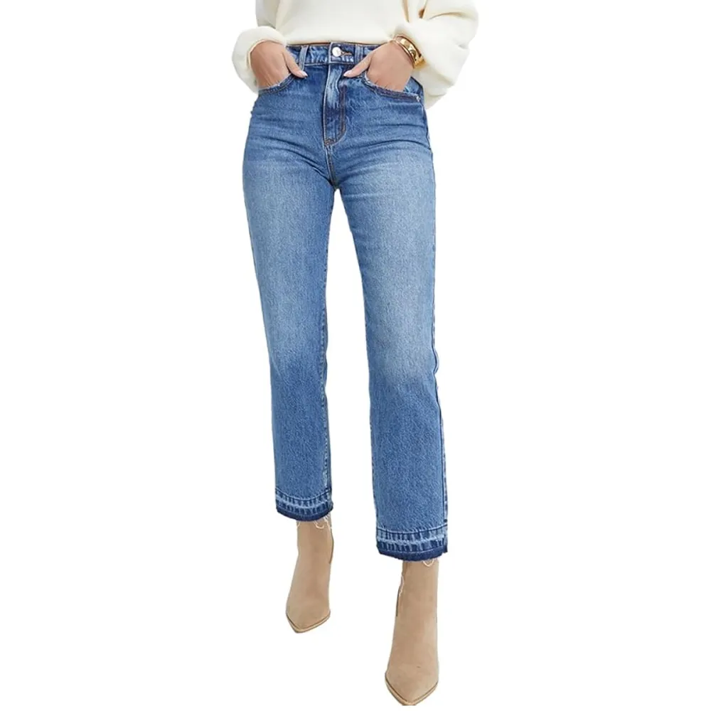 Astylish High Waisted Straight Leg Ankle Jeans Amazon