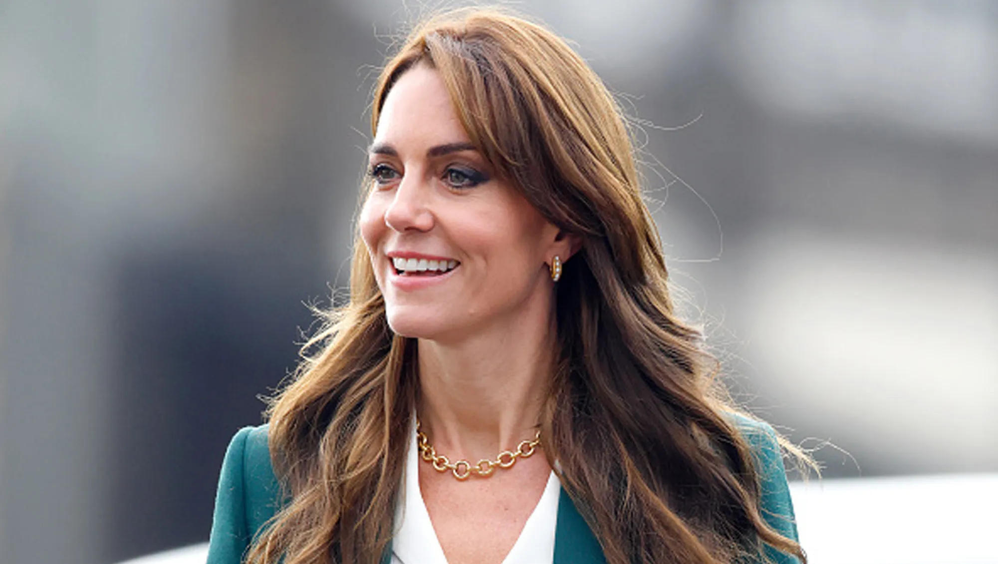 Catherine, Princess of Wales visits AW Hainsworth, a heritage textile mill established in 1783 which manufactures British woollen cloth, high-performing technical textiles and iconic fabrics on September 26, 2023 in Leeds, England.