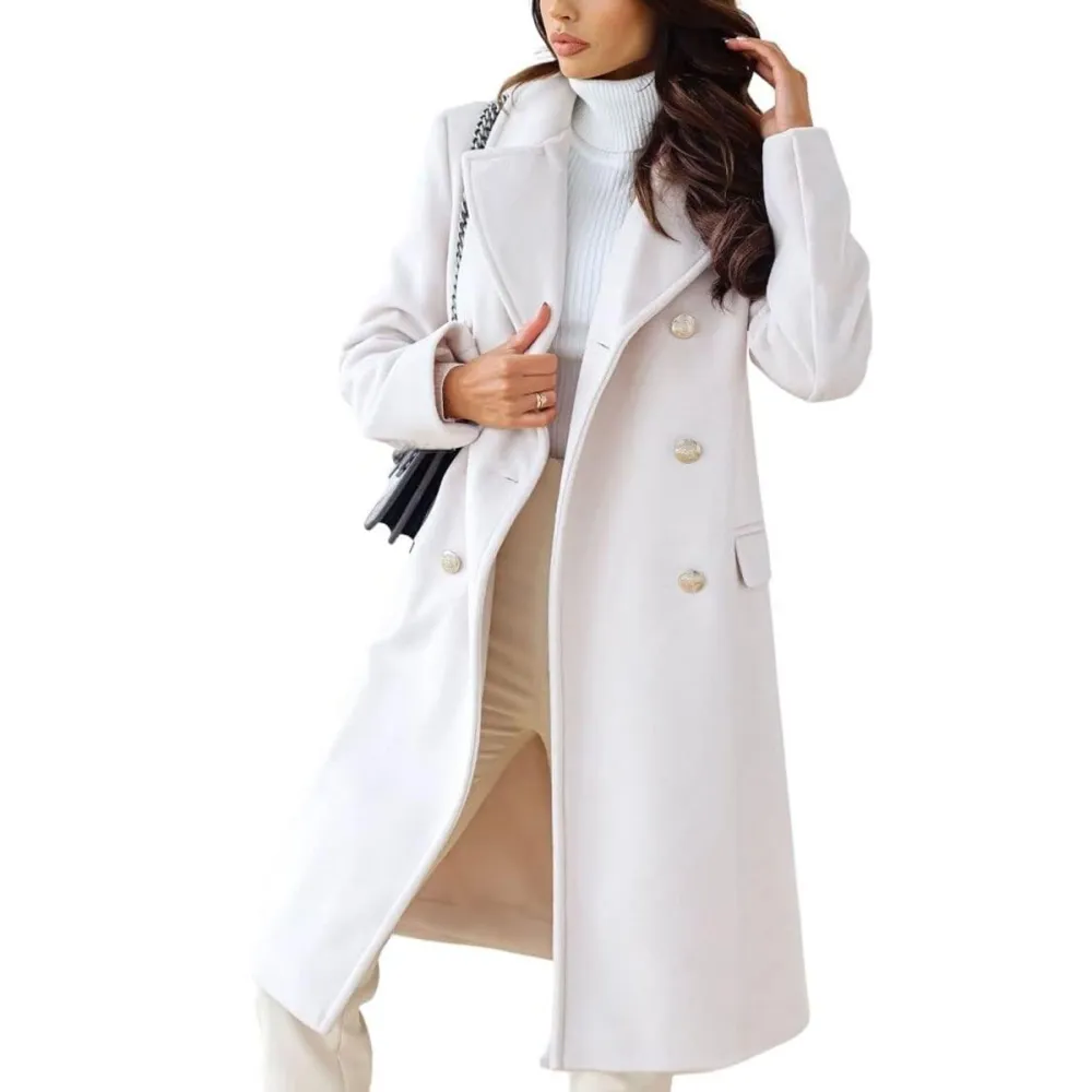 Chouyatou Double Breasted Long Wool Pea Coat Amazon