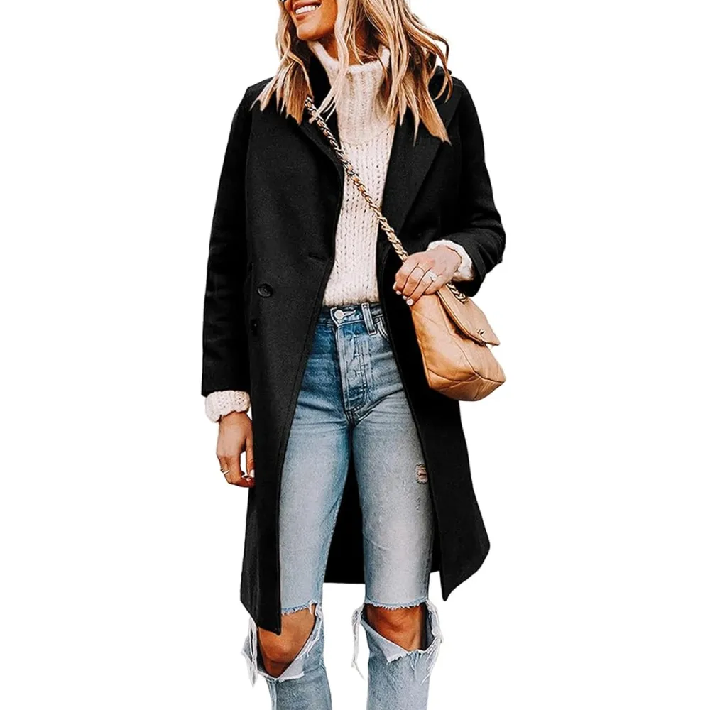 Tanming Double Breasted Wool Blend Trench Coat