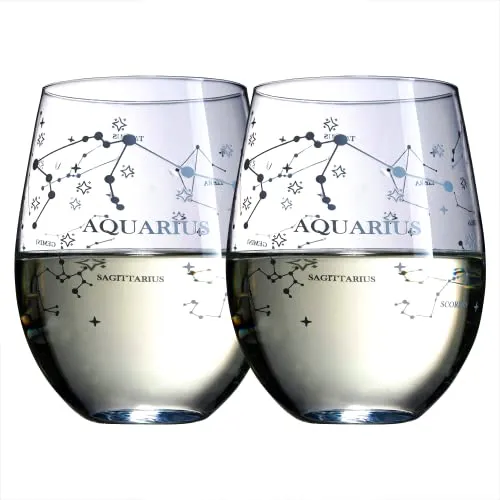 The Wine Savant Stemless Zodiac Wine Glasses