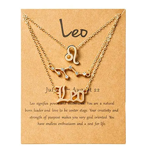 PANTIDE 3Pcs Leo Zodiac Layer Necklaces
