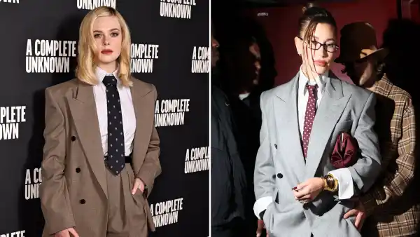 Elle Fanning Channels Hailey Bieber in Saint Laurent Suit