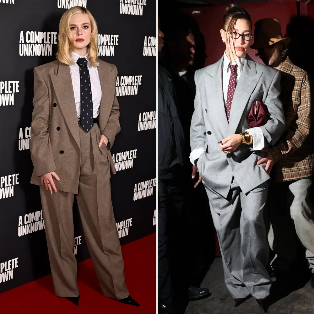 Elle Fanning Channels Hailey Bieber in Saint Laurent Suit