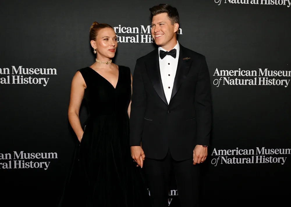 Feature Scarlett Johansson and Colin Jost Beam During Red Carpet Date Night