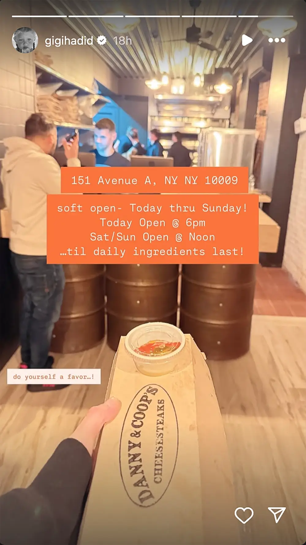 Gigi Hadid Supports Bradley Cooper's Food Truck Pop-Up in New York City: 'Do Yourself a Favor'